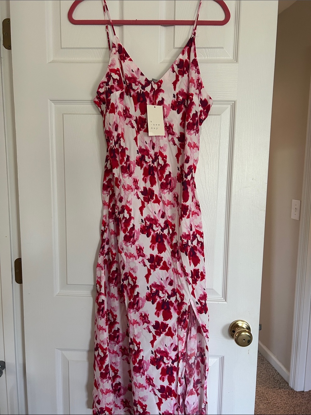 a new day Pink and Red Floral Slip Maxi Dress